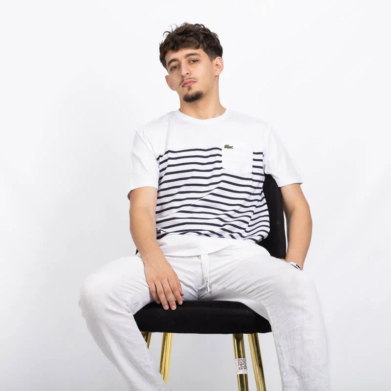T-shirt Lacoste Rayé Marine